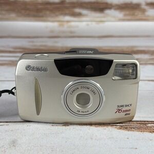 Canon Sure Shot 76 Zoom Date SAF 35mm Film Camera Powers On "H" Error For Parts